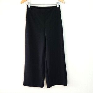 Women's Classic Black Wide Leg Pants size 4 Lightweight Elastic Waist Pockets
